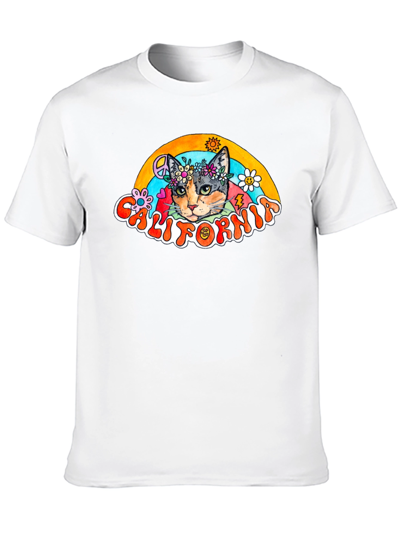 California Cat Peace Sign T-Shirt