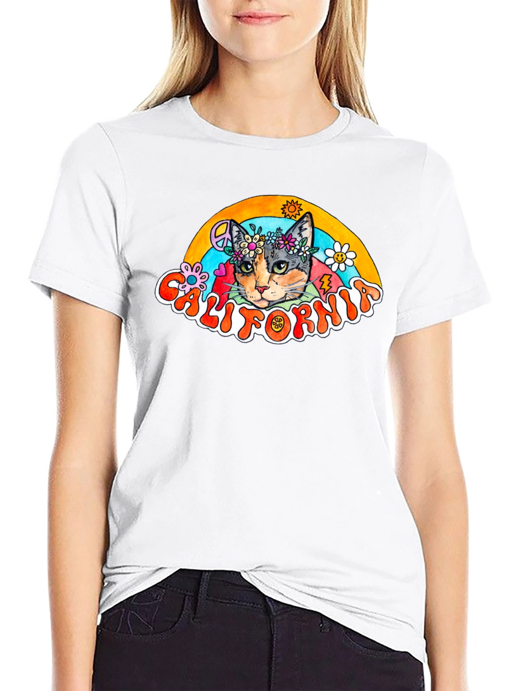 California Cat Peace Sign T-Shirt