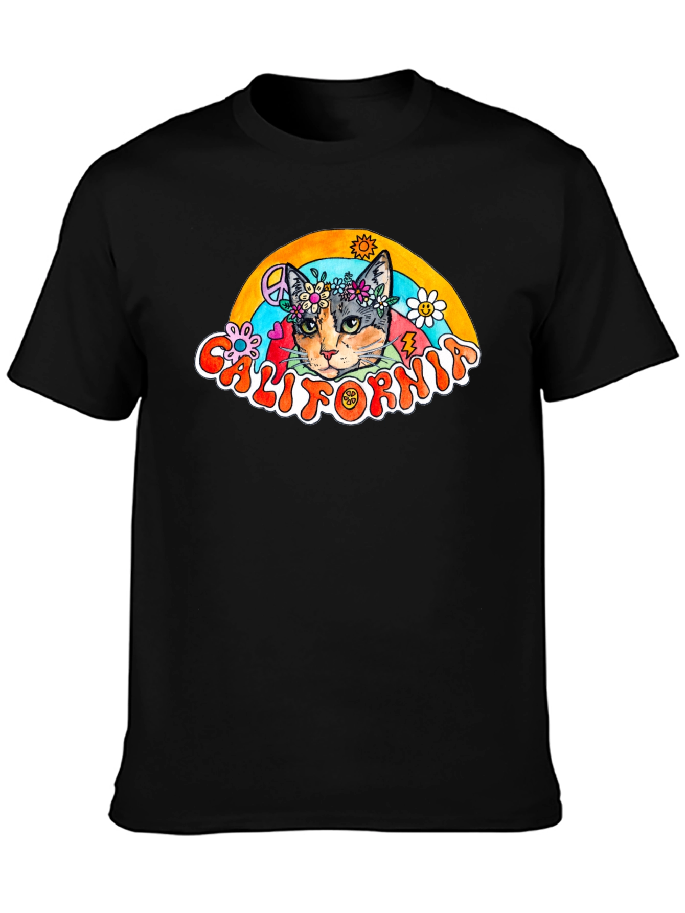California Cat Peace Sign T-Shirt