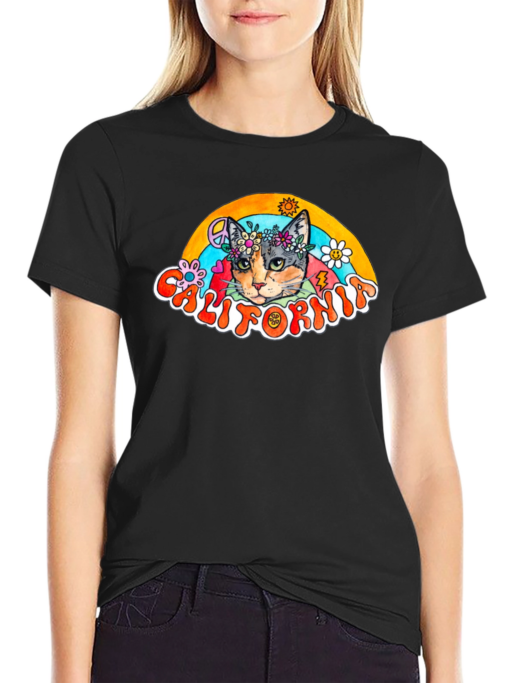 California Cat Peace Sign T-Shirt