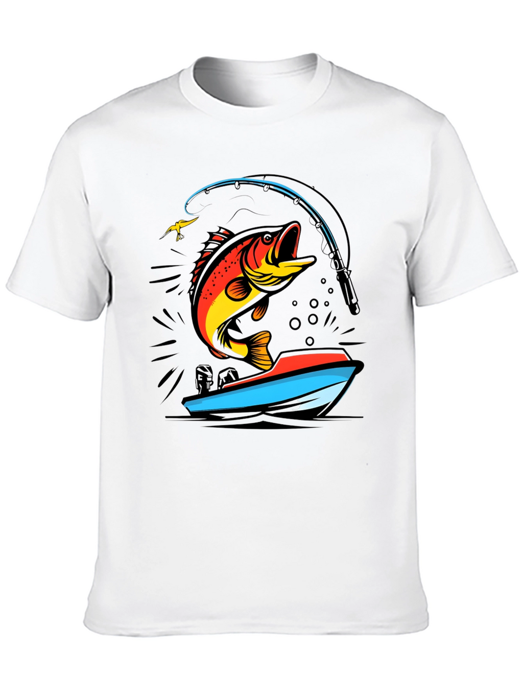 Fishing T-Shirt: Bass Jumping From Boat