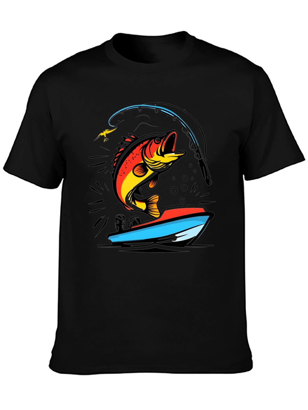 Fishing T-Shirt: Bass Jumping From Boat