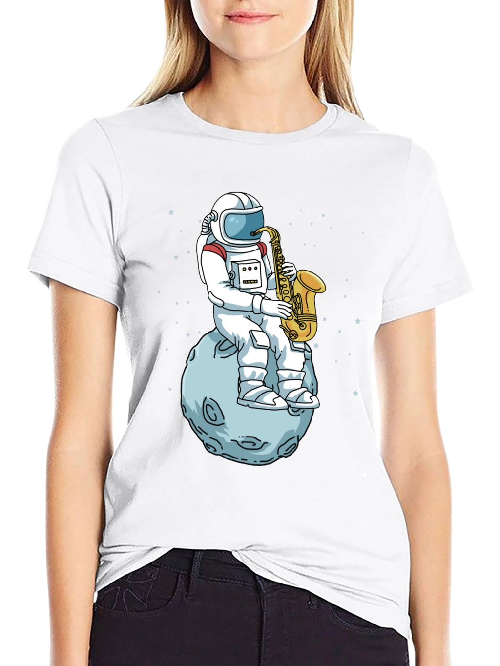 Astronaut Saxophone T-Shirt - Space Musician Tee