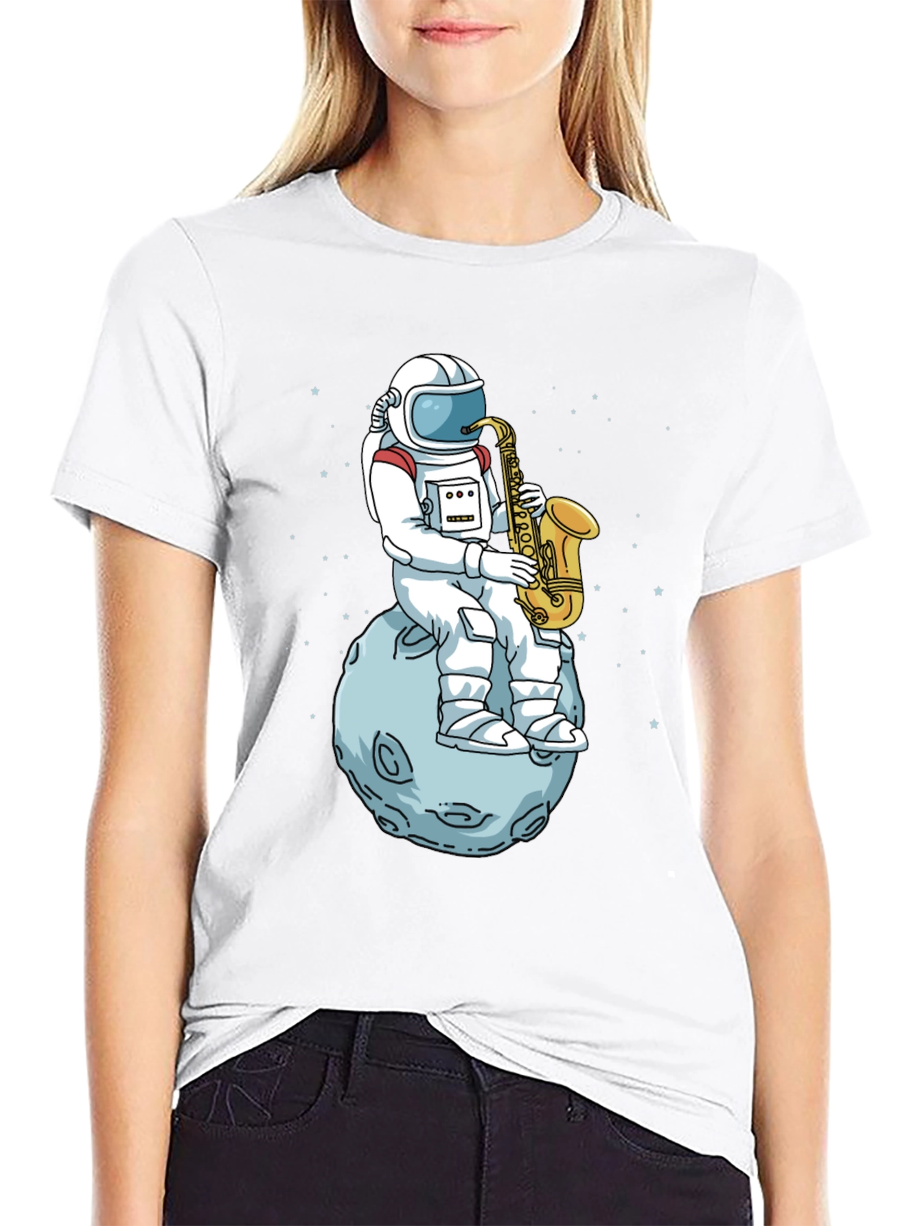 Astronaut Saxophone T-Shirt - Space Musician Tee