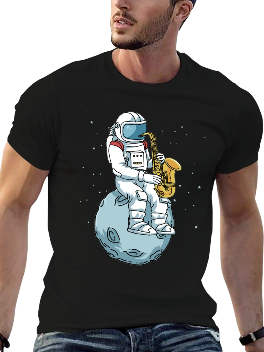 Astronaut Saxophone T-Shirt - Space Musician Tee