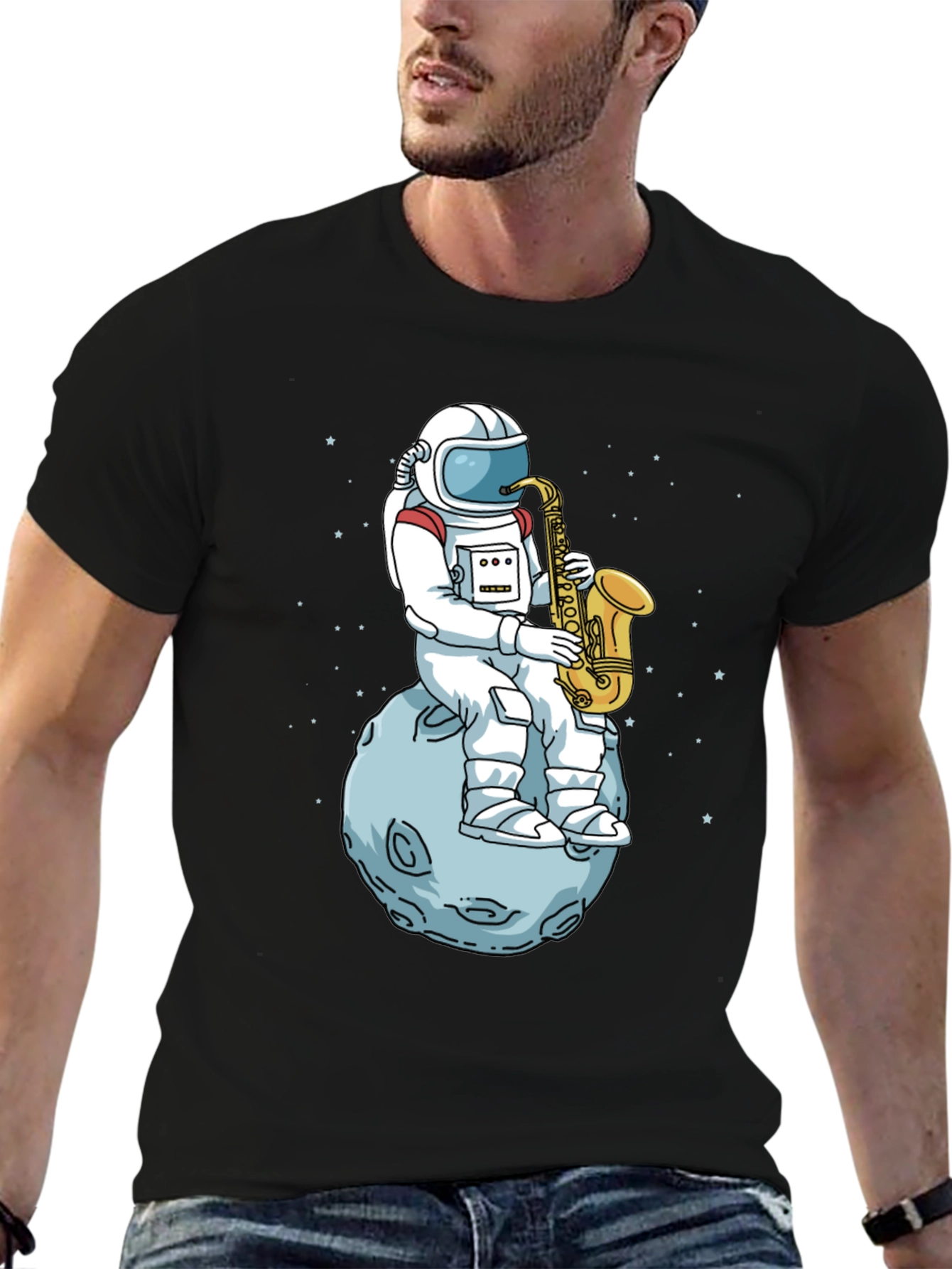 Astronaut Saxophone T-Shirt - Space Musician Tee