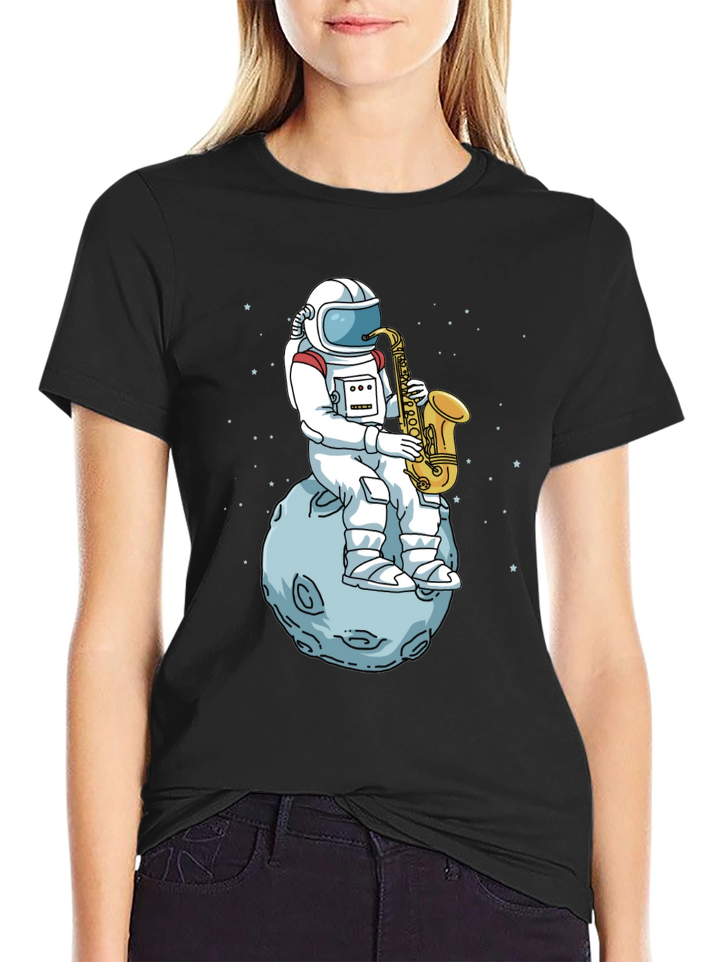 Astronaut Saxophone T-Shirt - Space Musician Tee