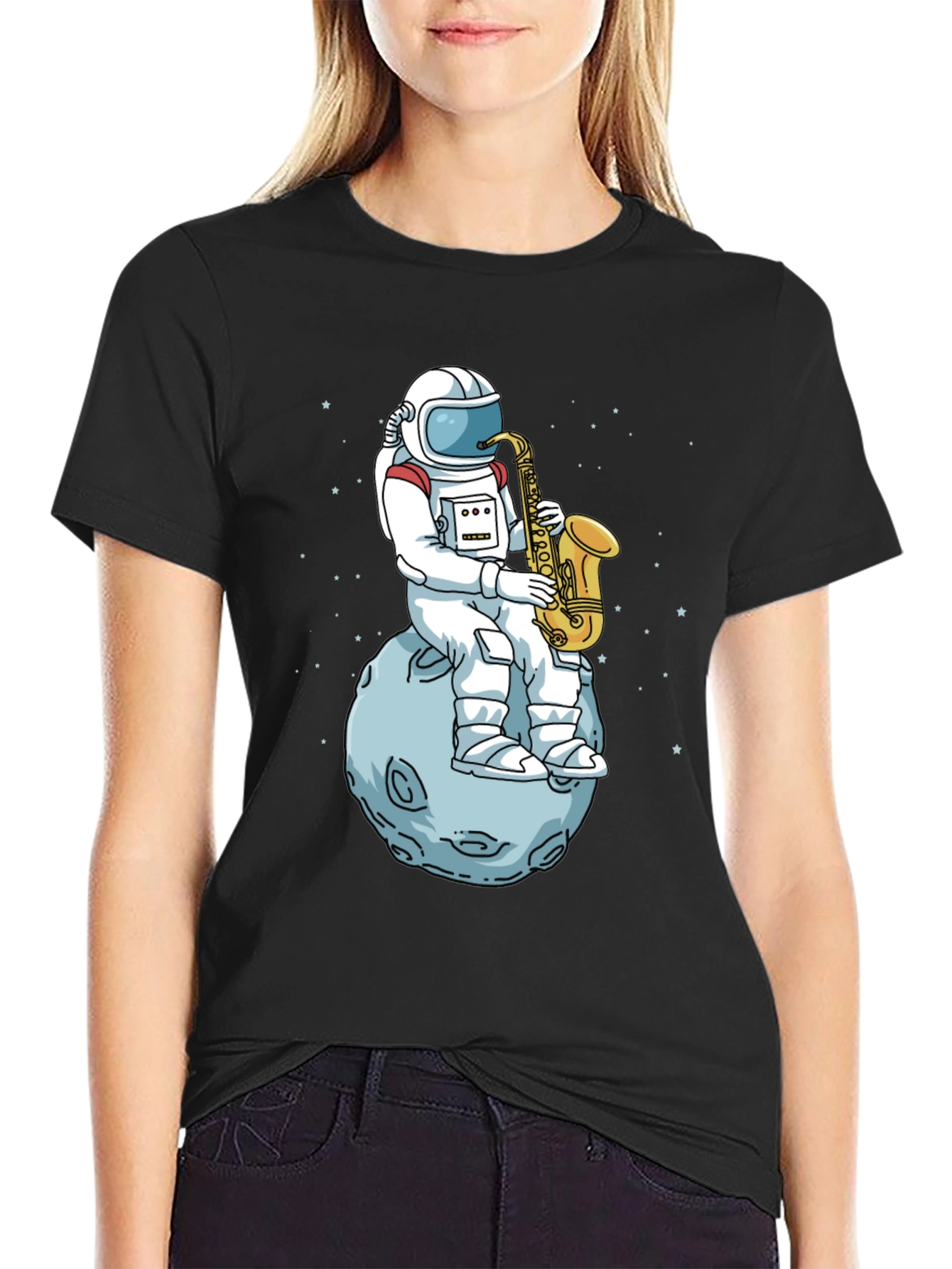 Astronaut Saxophone T-Shirt - Space Musician Tee