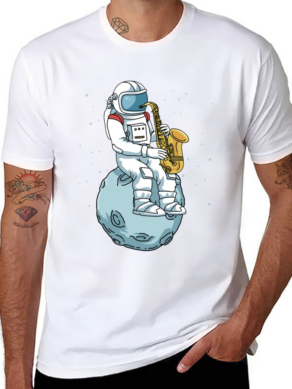 Astronaut Saxophone T-Shirt - Space Musician Tee