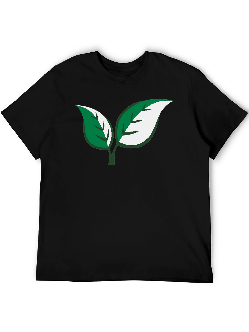 Eco-Friendly Leaf Design Black T-Shirt