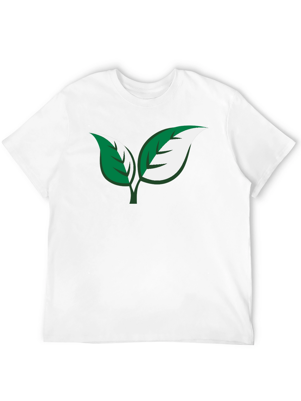 Eco-Friendly Leaf Design Black T-Shirt