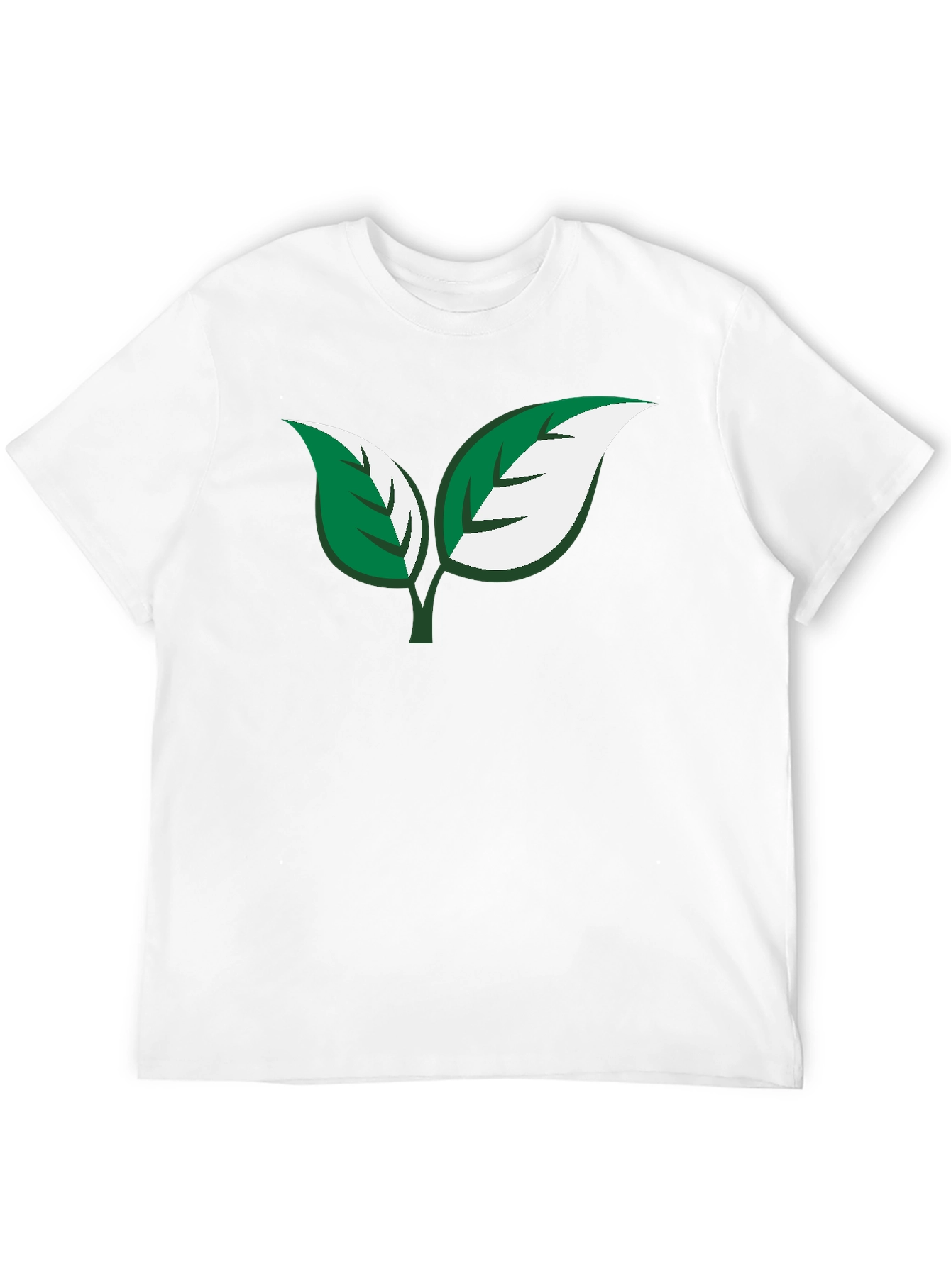 Eco-Friendly Leaf Design Black T-Shirt