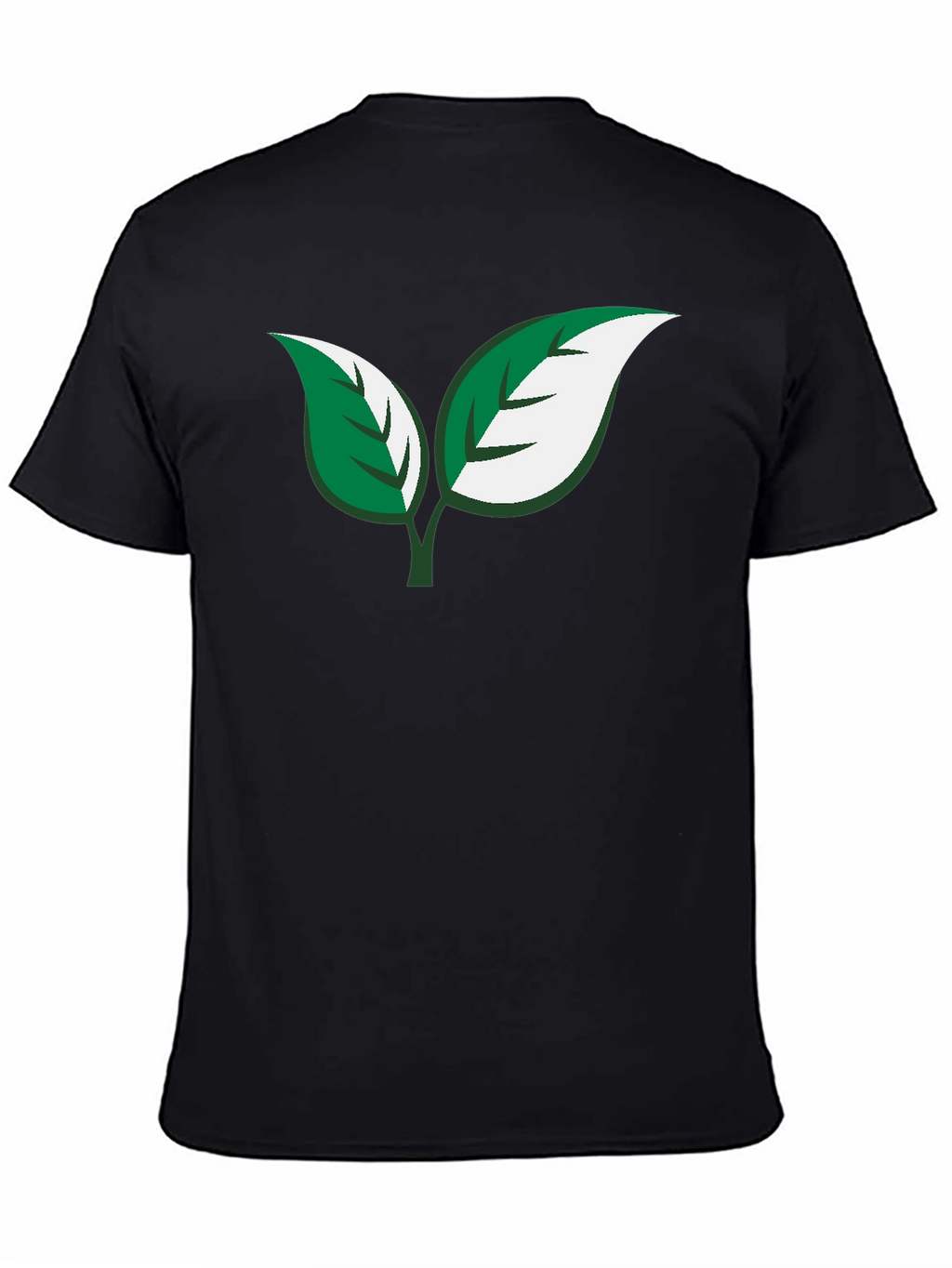 Eco-Friendly Leaf Design Black T-Shirt