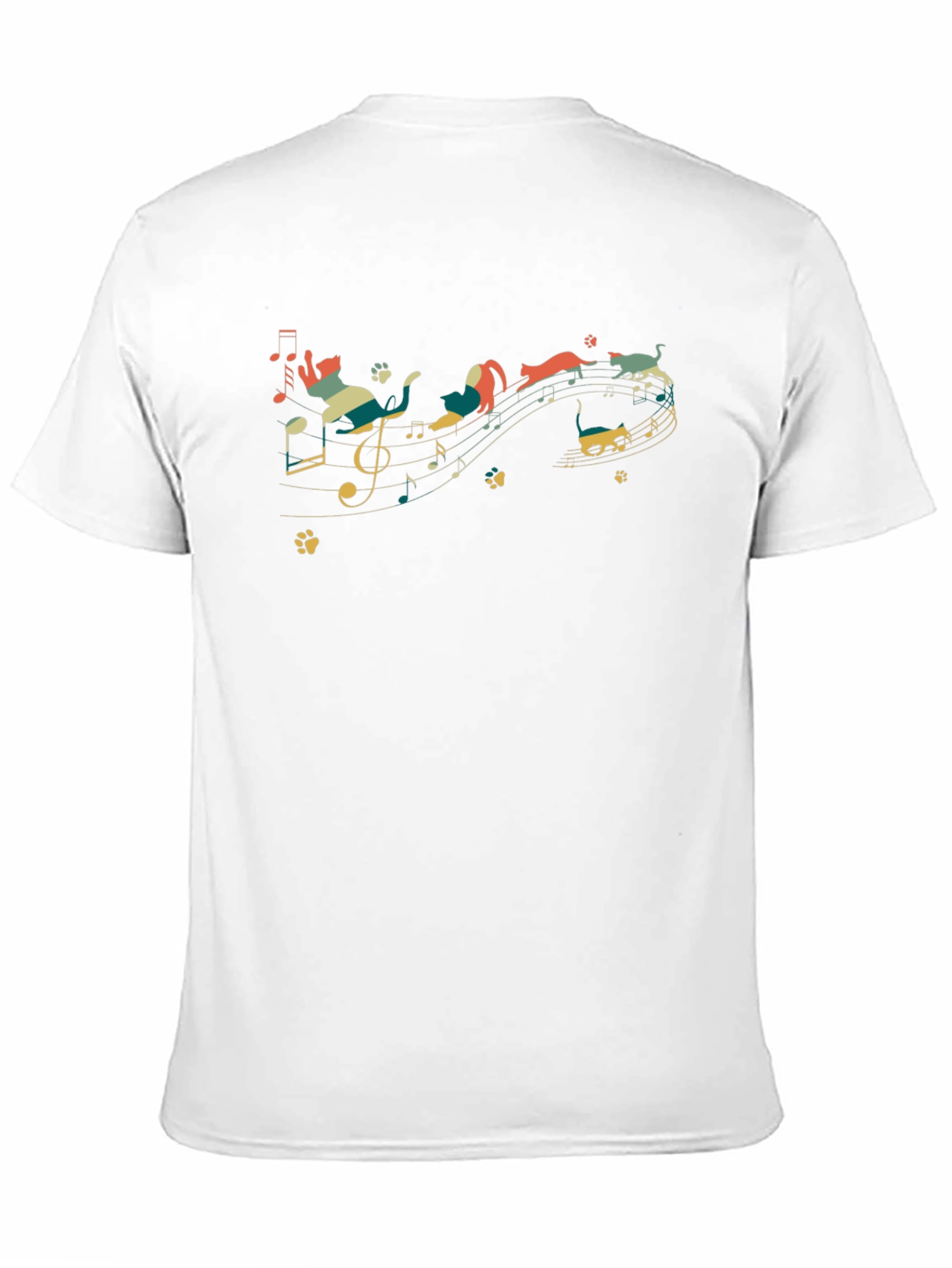 Cats on Music Notes T-Shirt - Black