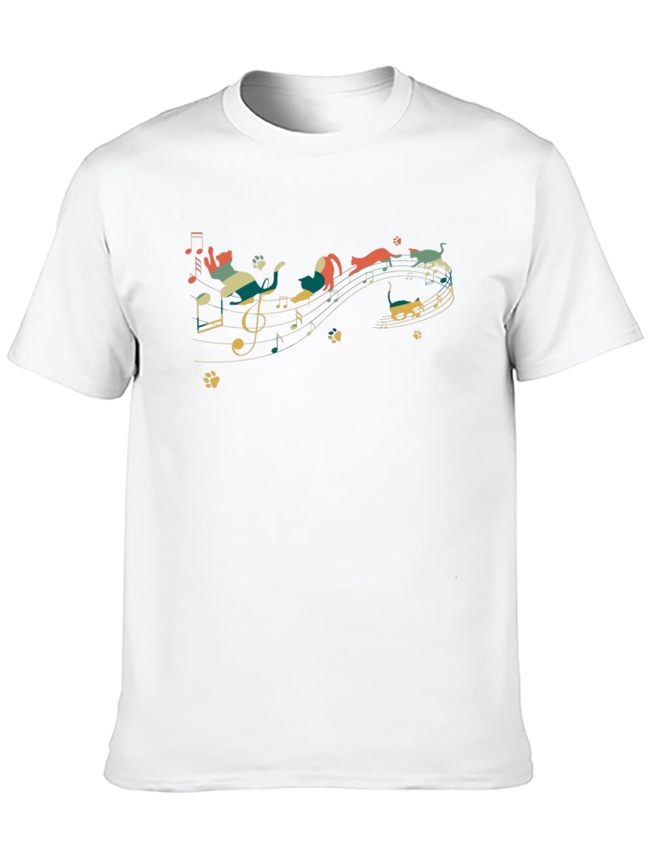 Cats on Music Notes T-Shirt - Black