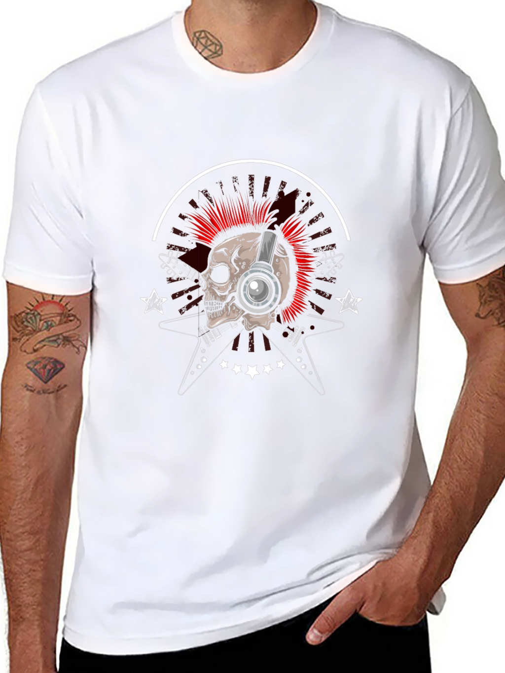 Skull & Guitars Graphic Tee - Rock Music Style