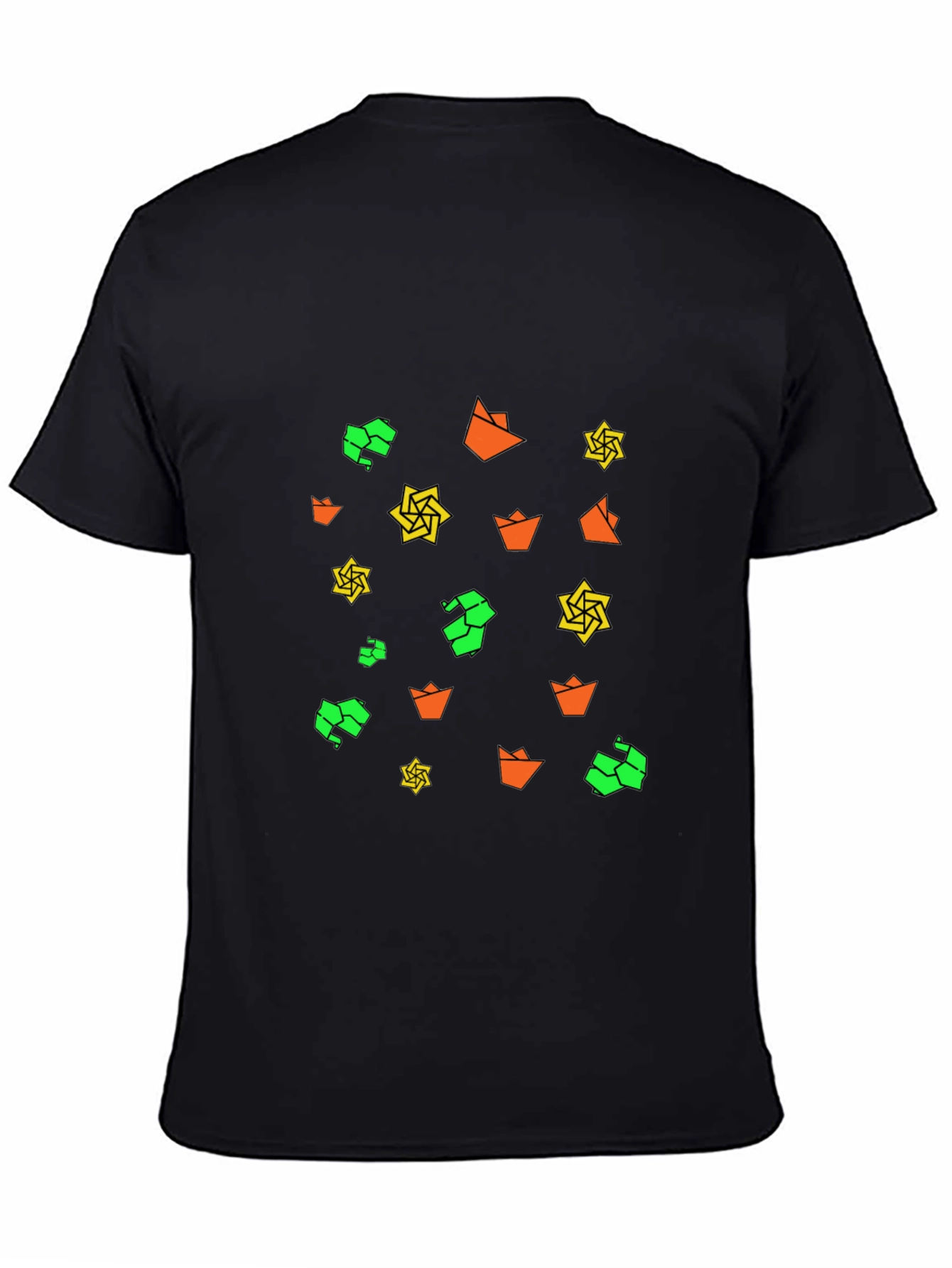 Geometric Print Black Tee - Modern Casual Style