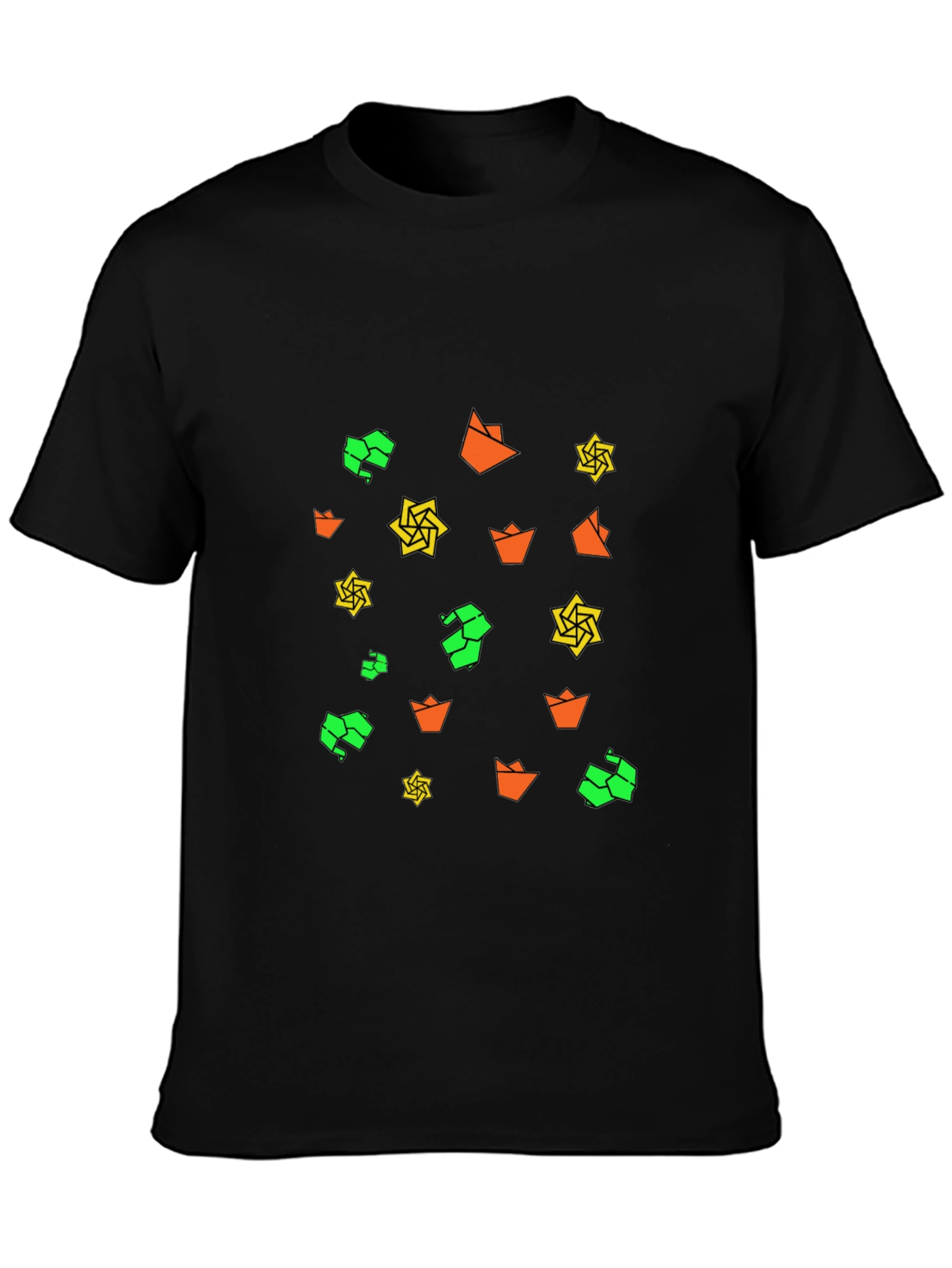 Geometric Print Black Tee - Modern Casual Style