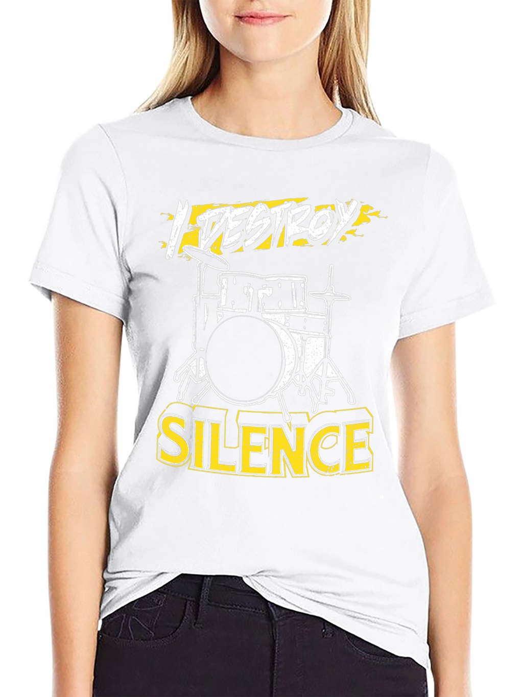 I Destroy Silence Drum Set Graphic Tee - Black