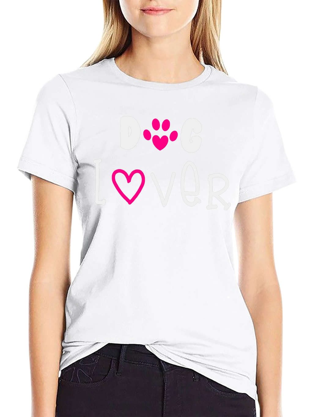 Dog Lover Tee - Pink Heart Paw Print