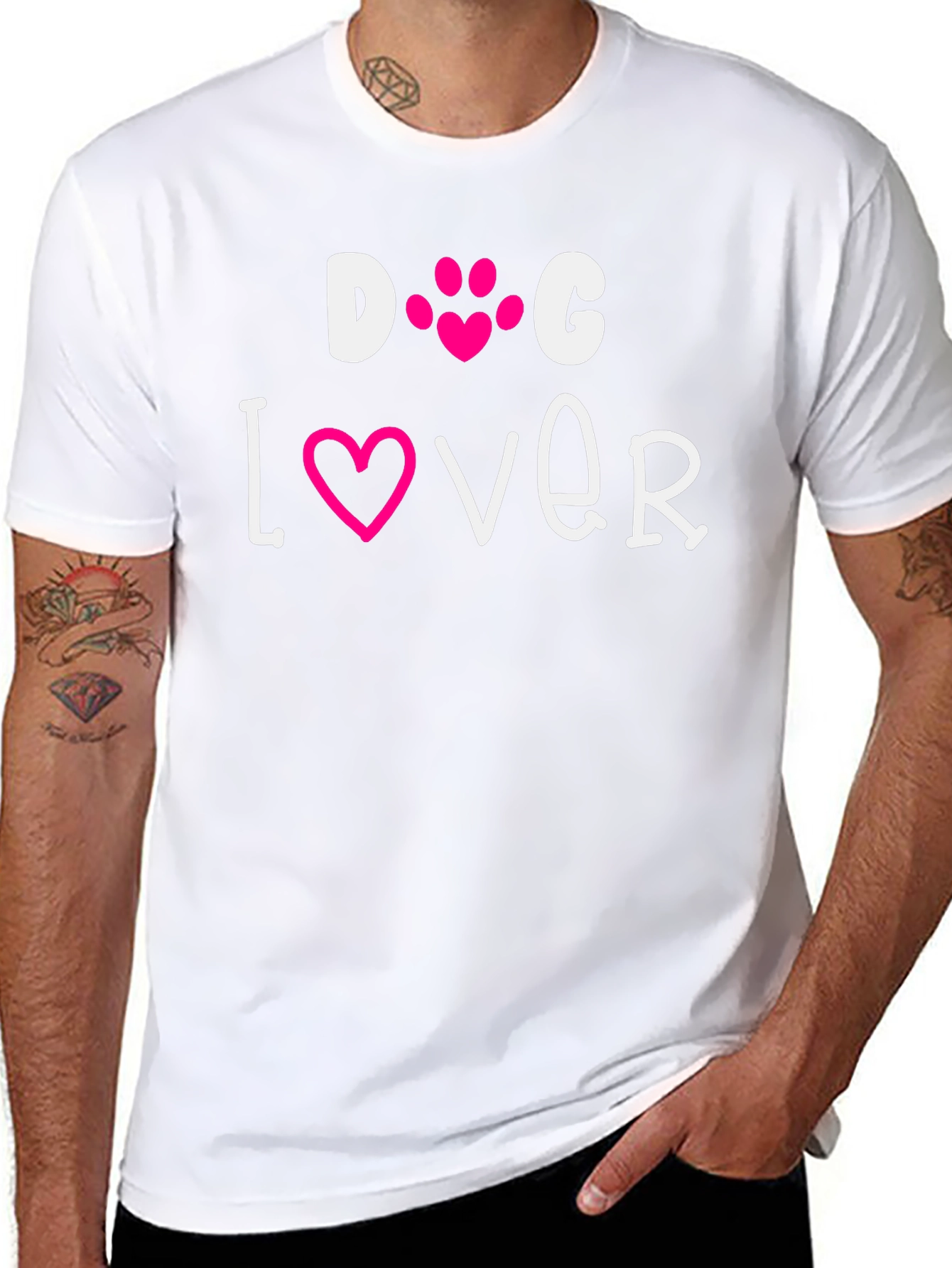 Dog Lover Tee - Pink Heart Paw Print