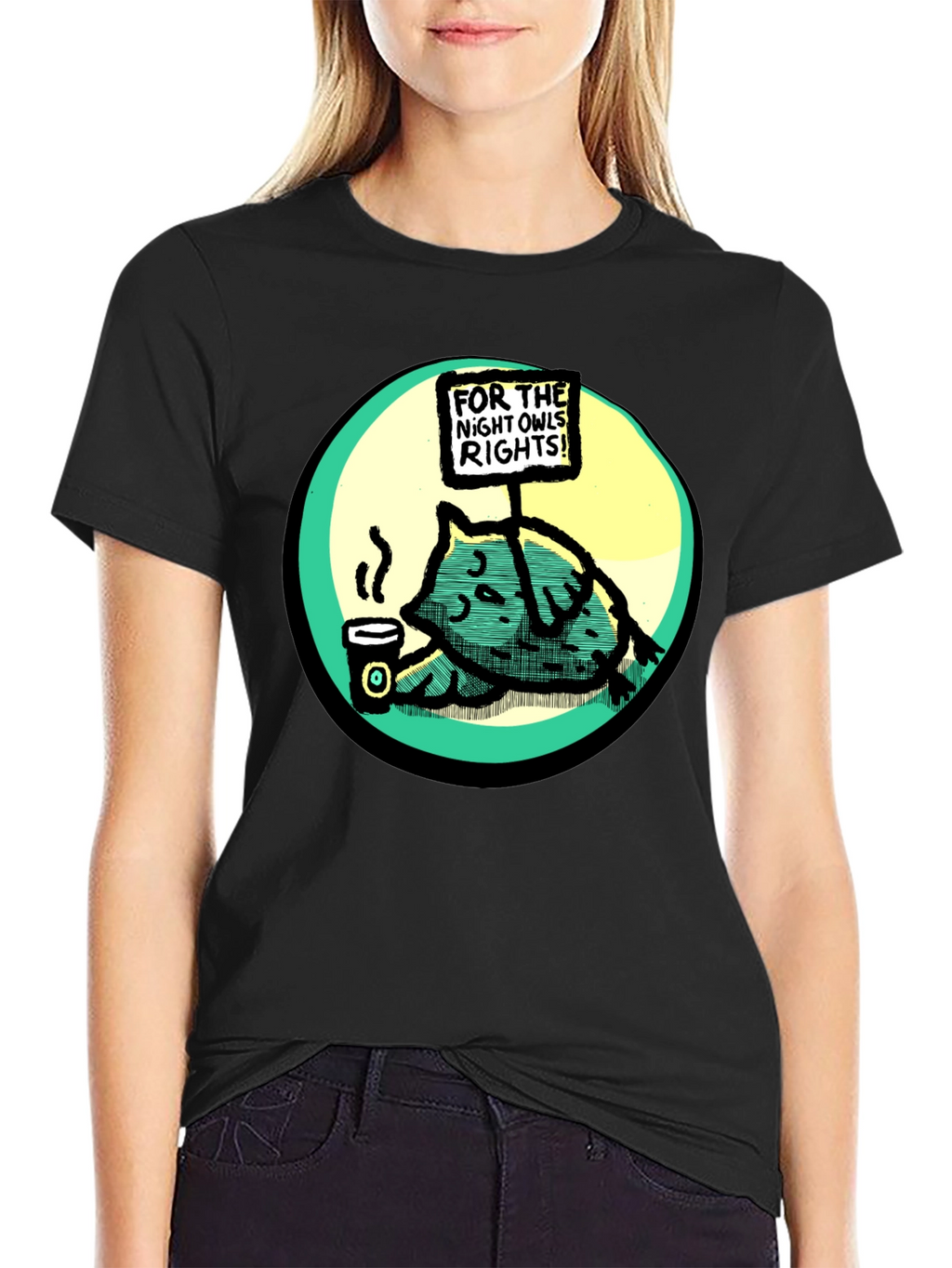 Night Owl Rights T-Shirt - Funny Cartoon Graphic Tee