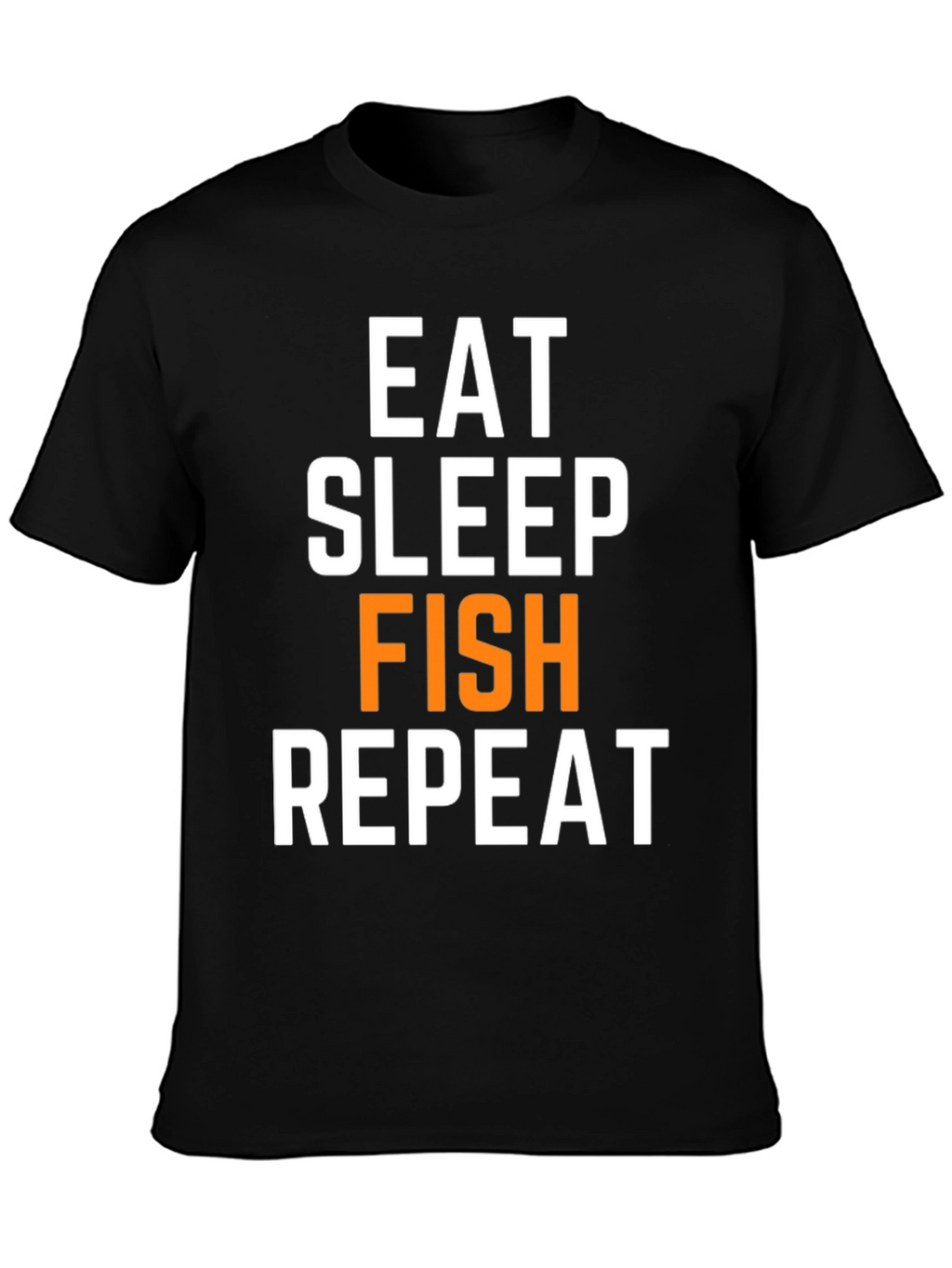 Eat Sleep Fish Repeat Black Graphic T-Shirt