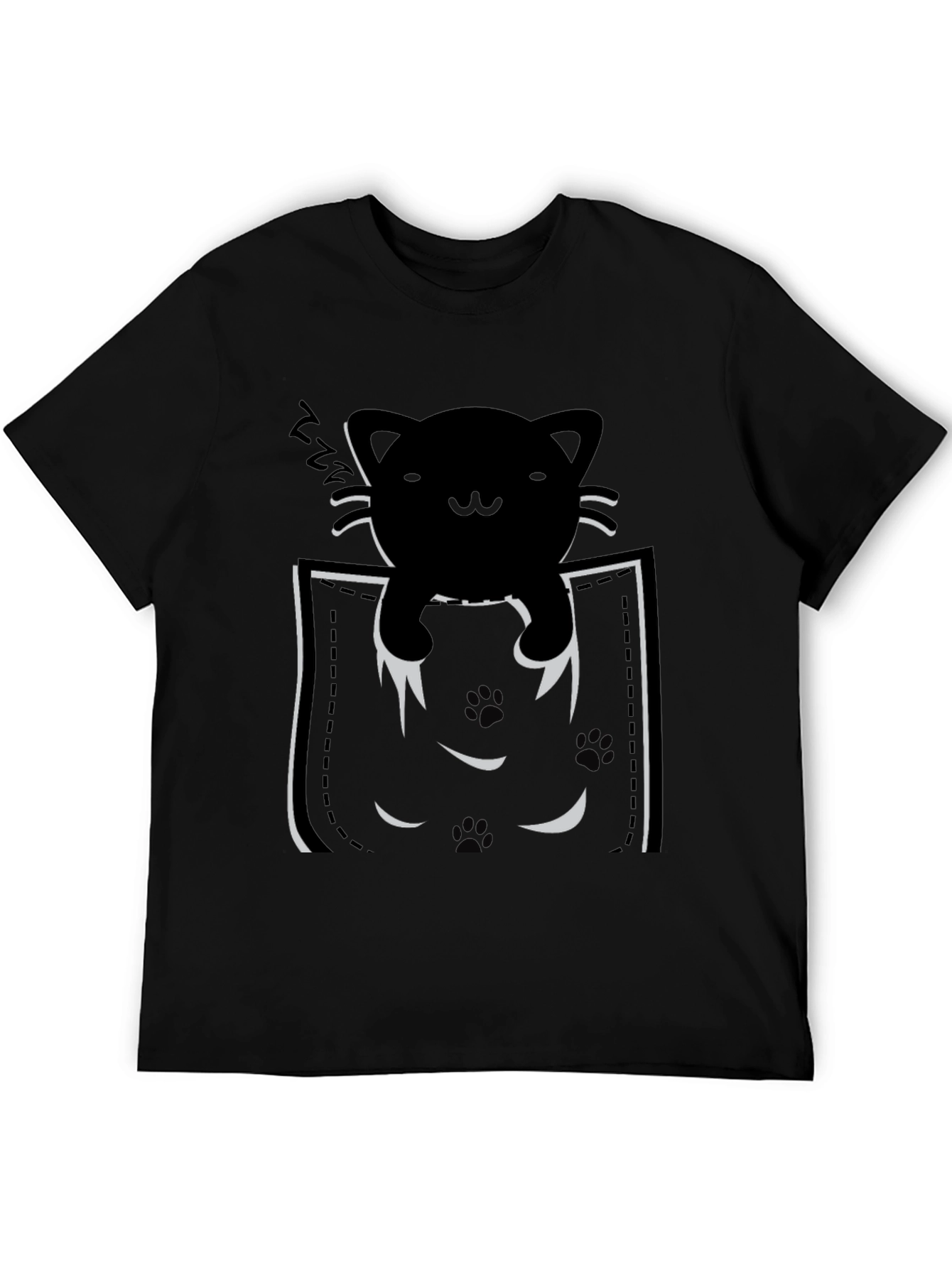 Pocket Cat T-Shirt - Black Kitten Tee
