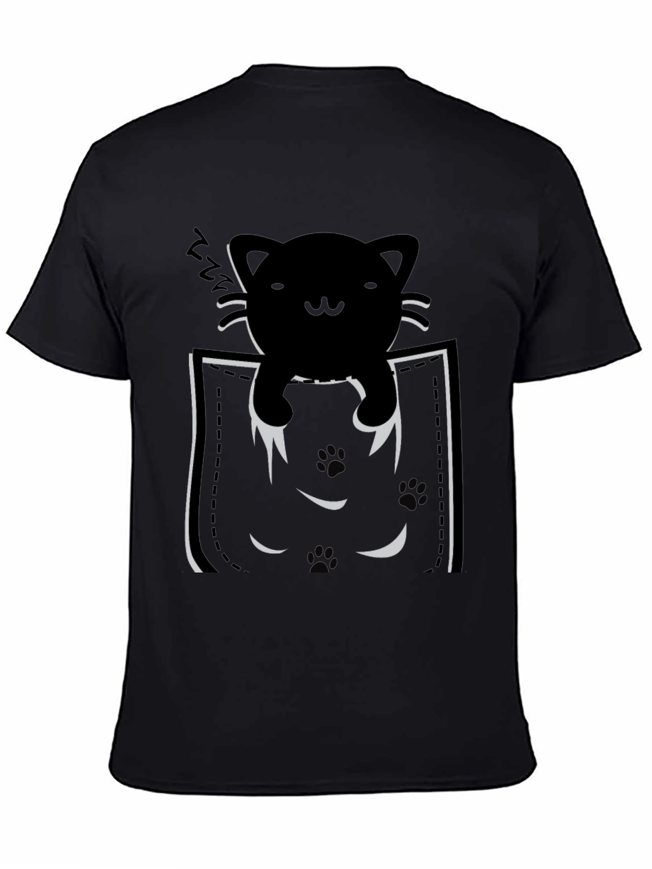 Pocket Cat T-Shirt - Black Kitten Tee