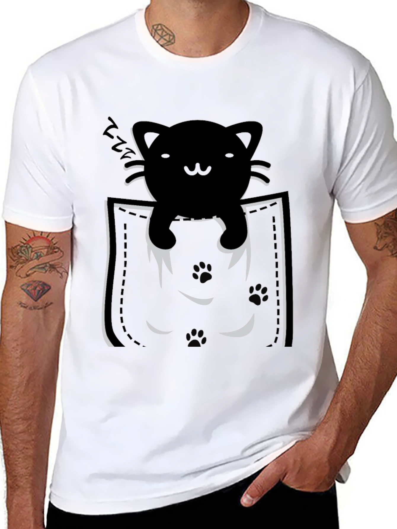 Pocket Cat T-Shirt - Black Kitten Tee