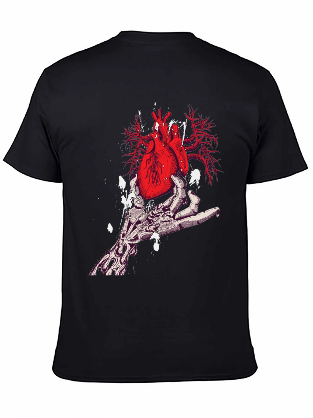Heart in Hand Graphic Print Black T-Shirt