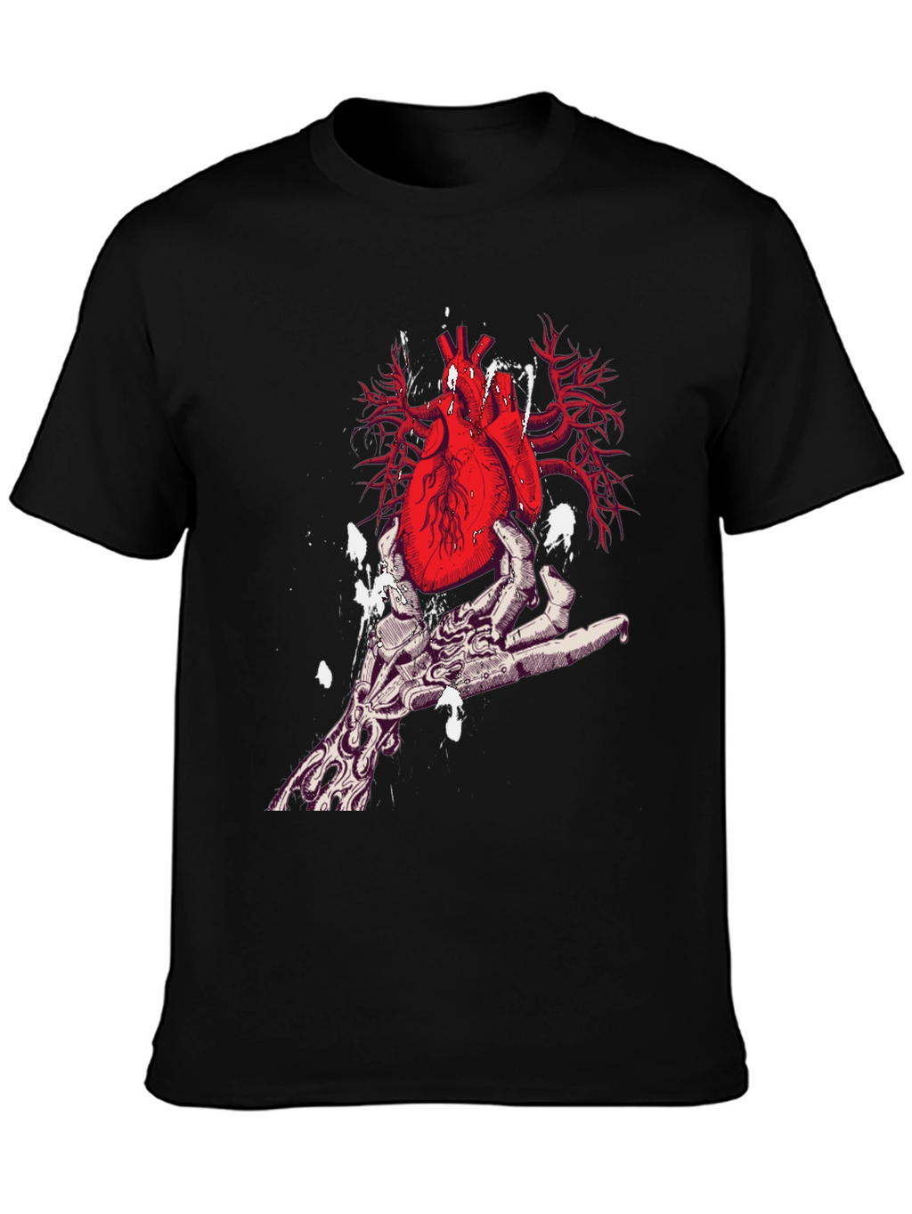 Heart in Hand Graphic Print Black T-Shirt