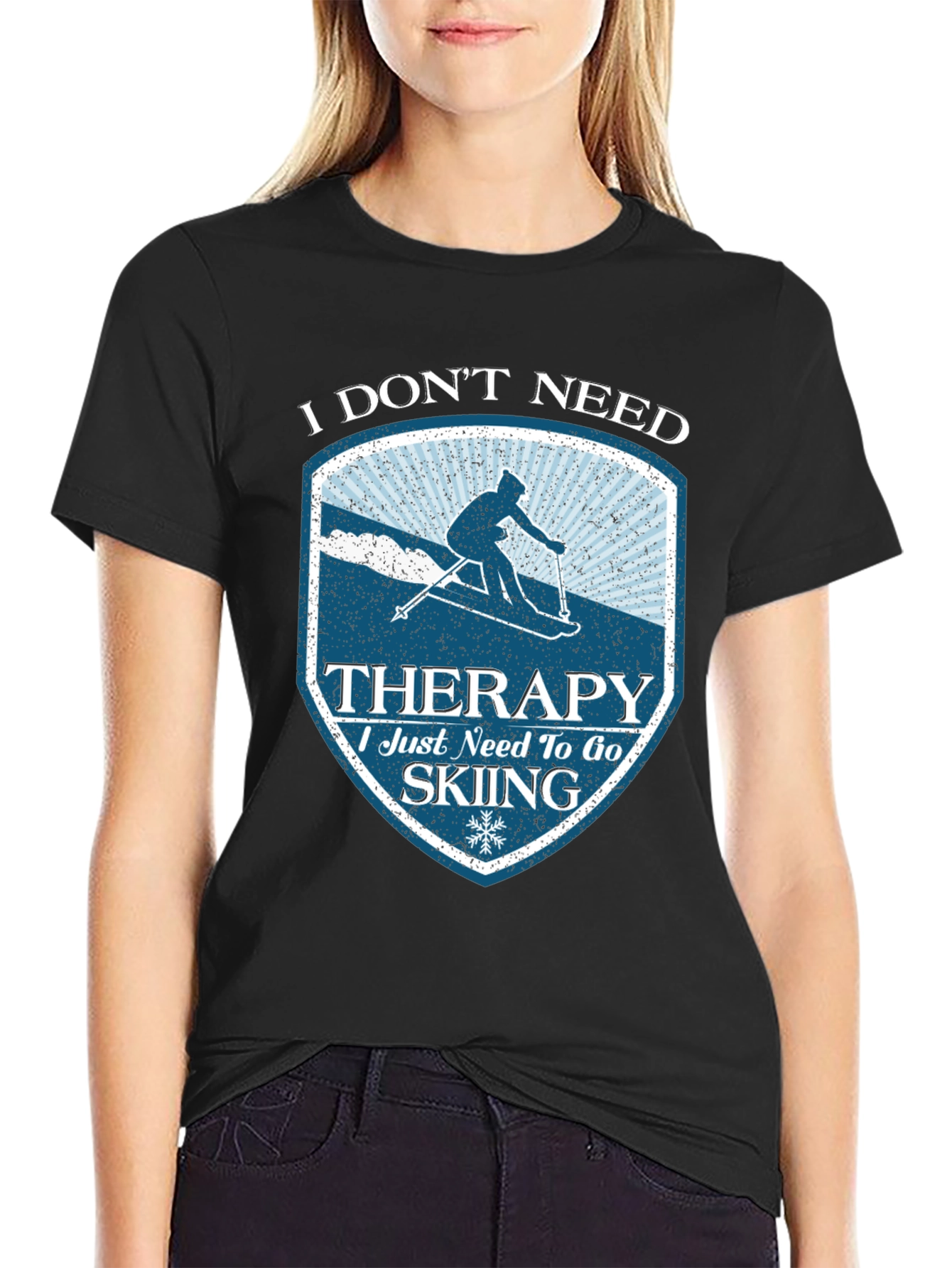Skiing Therapy T-Shirt - Funny Winter Sports Tee