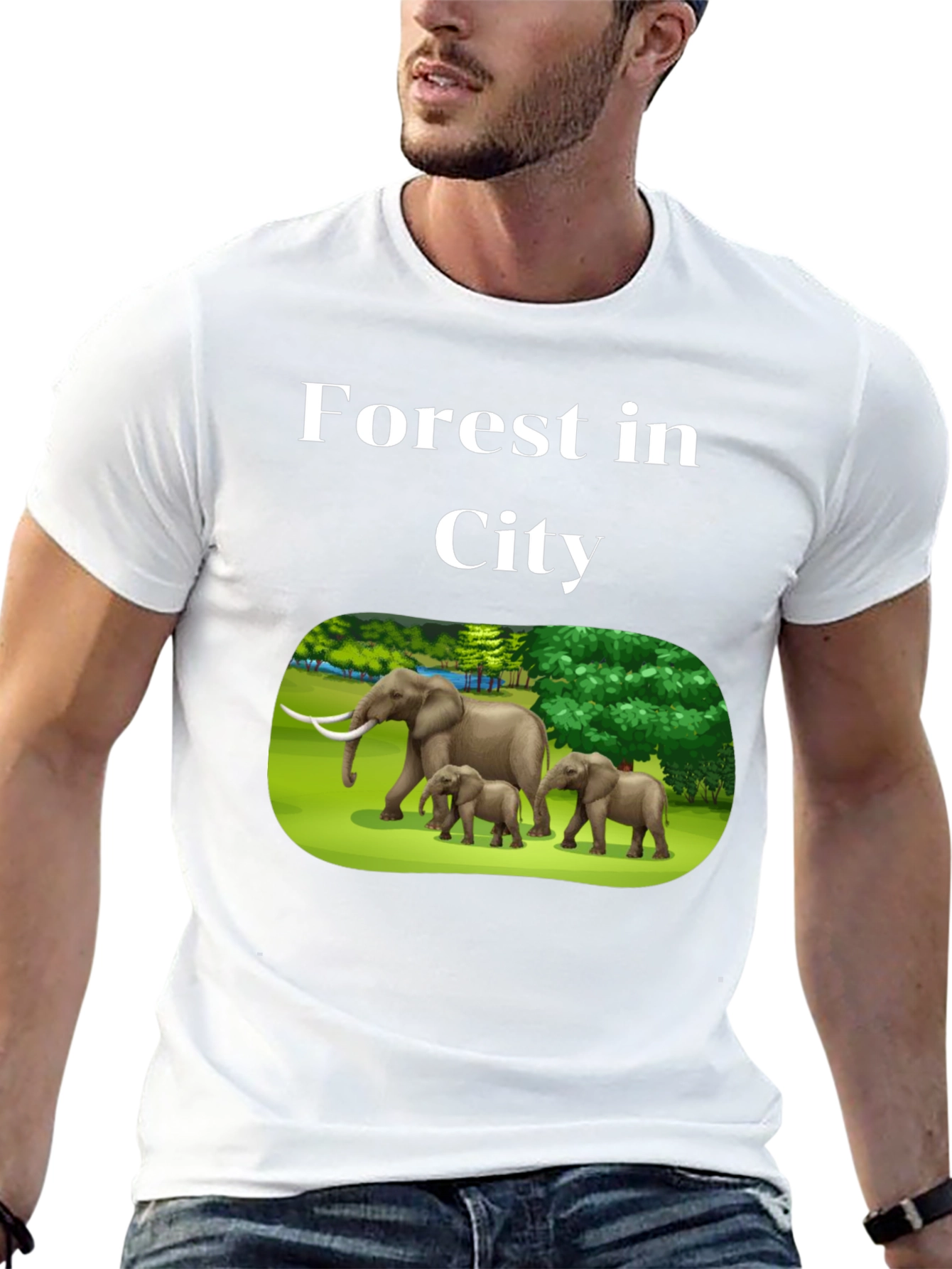 Forest in City Graphic T-Shirt - Black