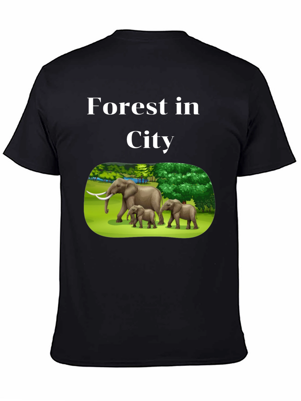 Forest in City Graphic T-Shirt - Black