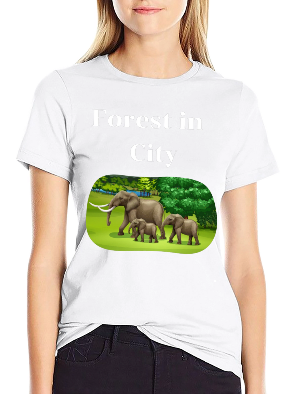 Forest in City Graphic T-Shirt - Black