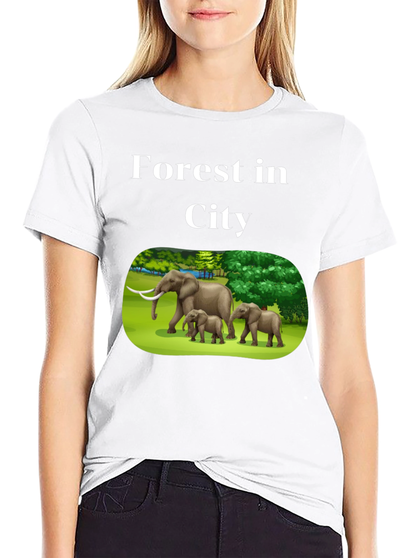 Forest in City Graphic T-Shirt - Black