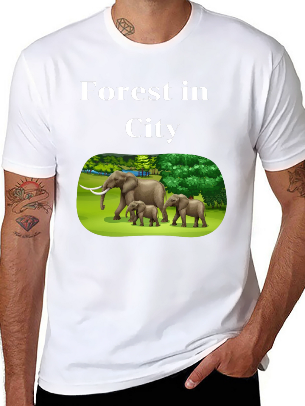 Forest in City Graphic T-Shirt - Black