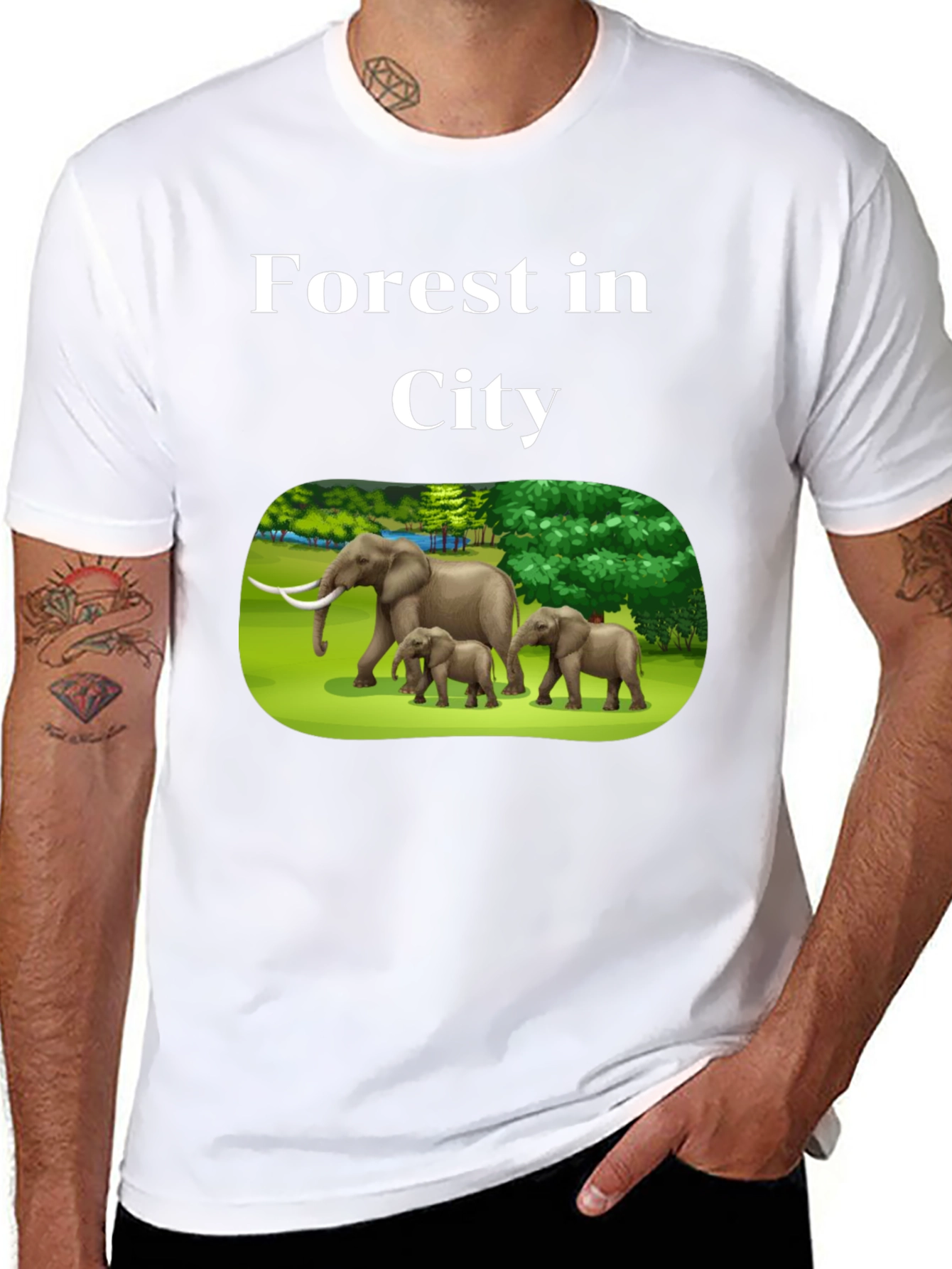 Forest in City Graphic T-Shirt - Black