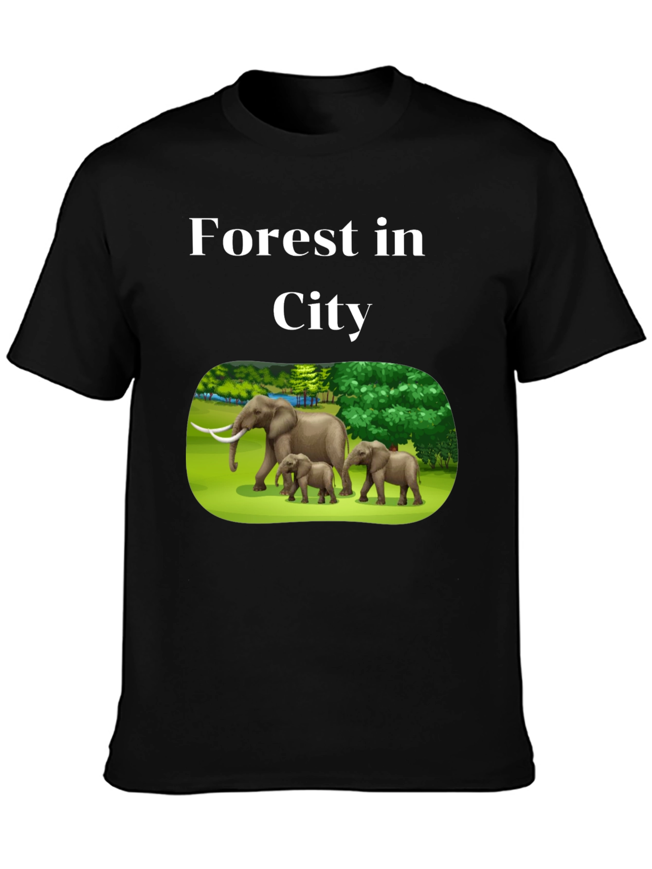 Forest in City Graphic T-Shirt - Black