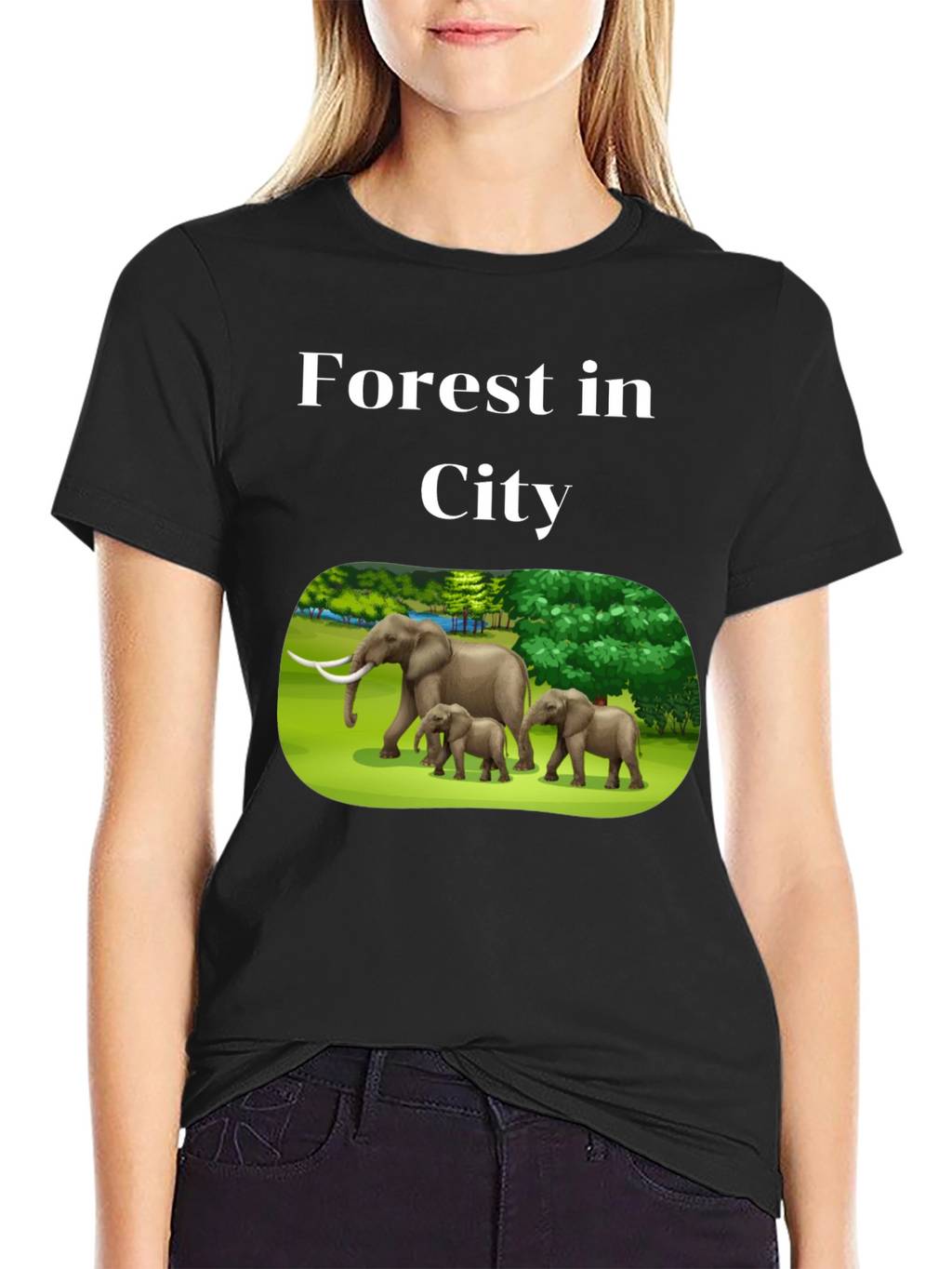 Forest in City Graphic T-Shirt - Black