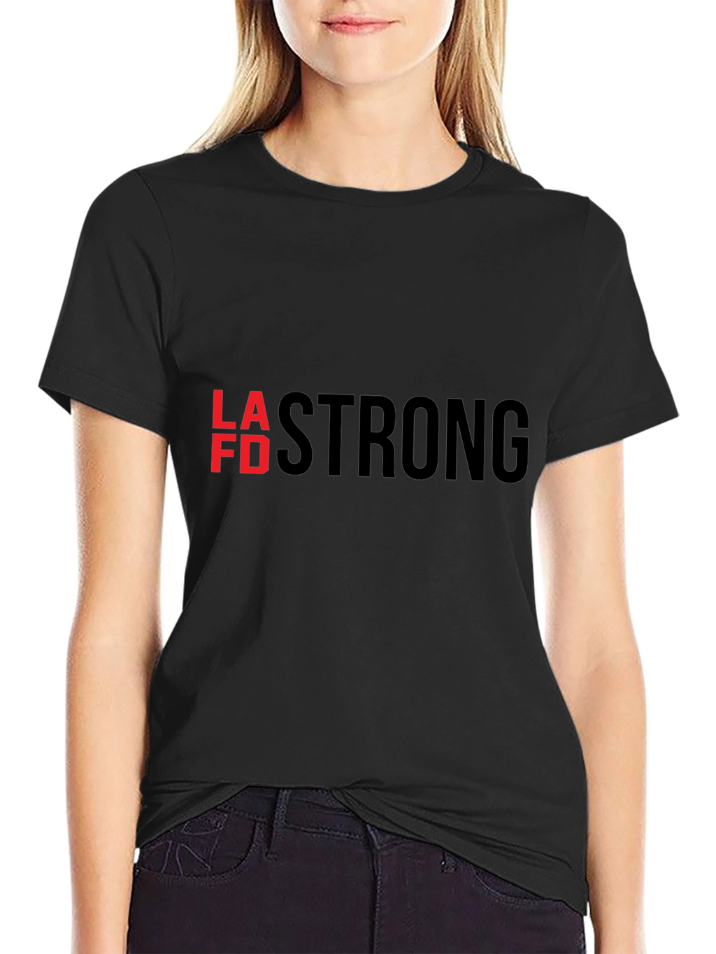 LAFD Strong Graphic Tee - Black Cotton T-Shirt