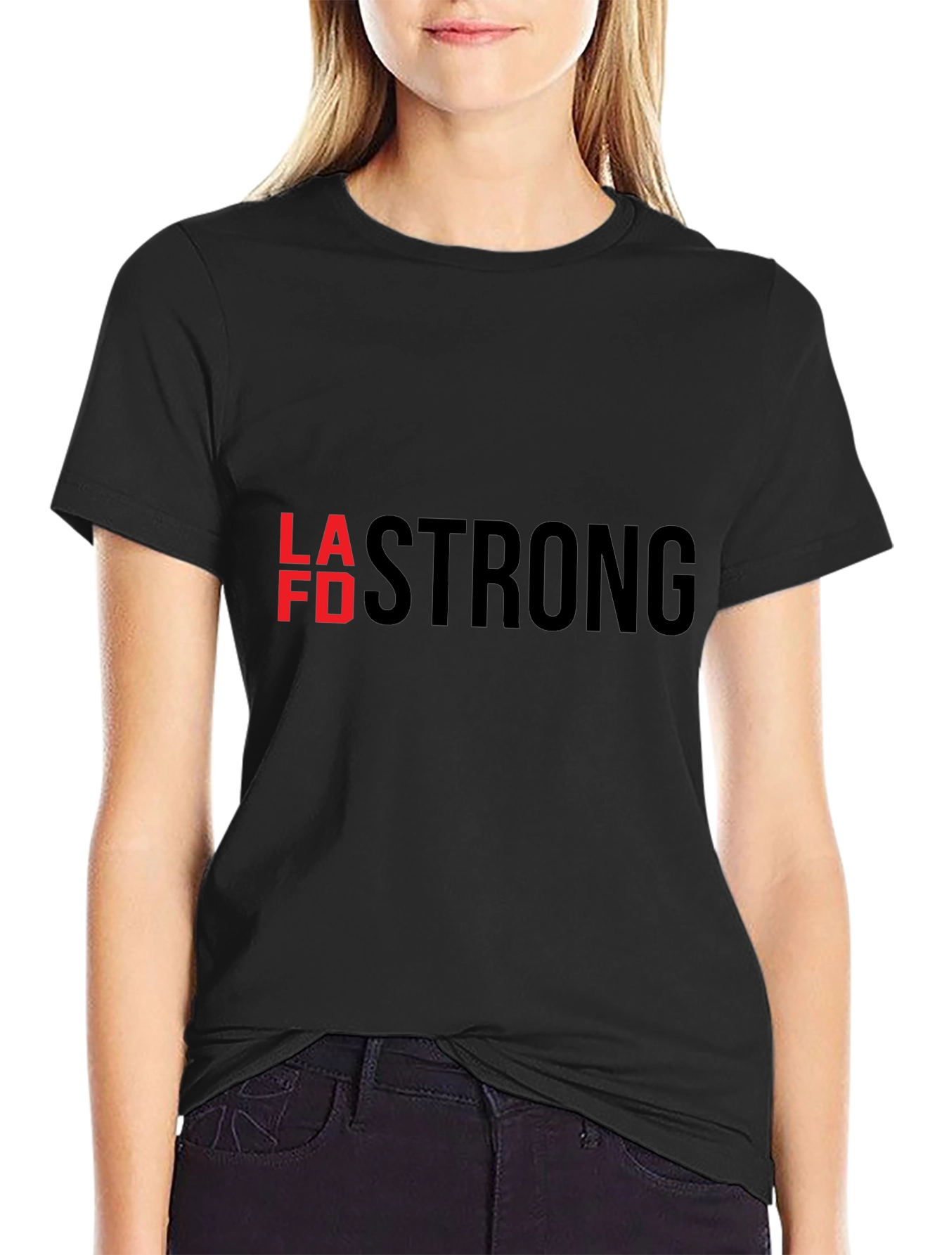 LAFD Strong Graphic Tee - Black Cotton T-Shirt