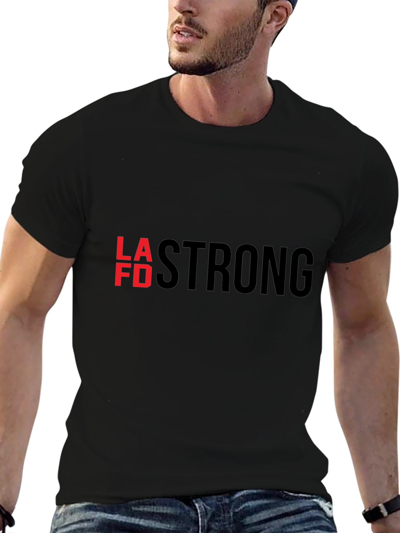 LAFD Strong Graphic Tee - Black Cotton T-Shirt