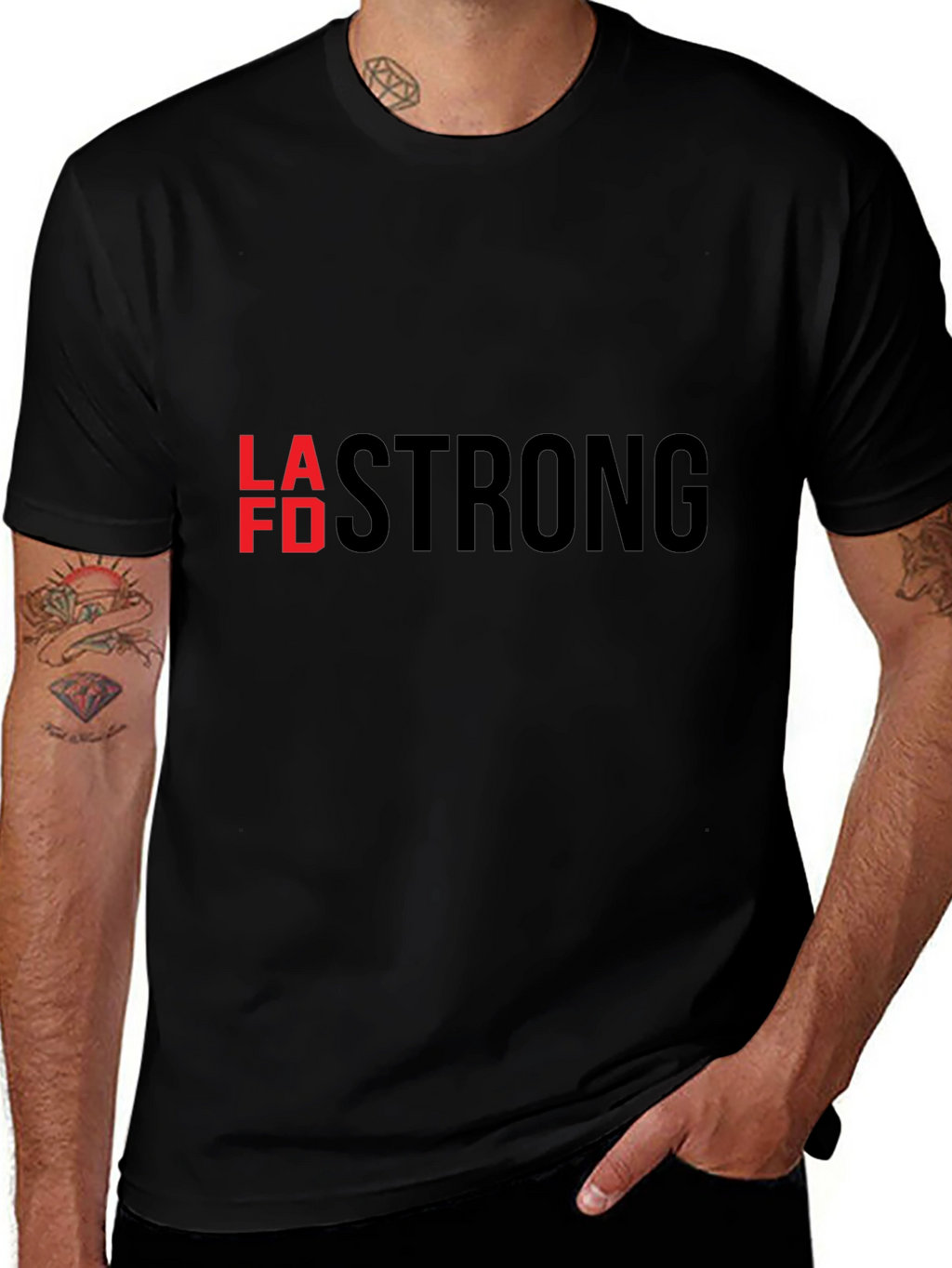 LAFD Strong Graphic Tee - Black Cotton T-Shirt