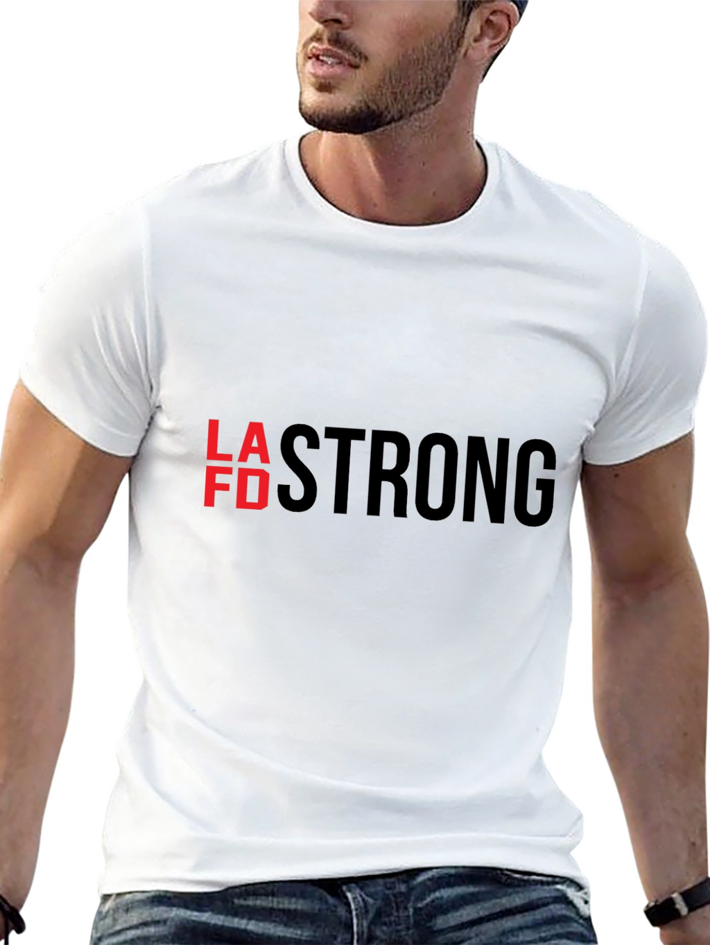 LAFD Strong Graphic Tee - Black Cotton T-Shirt