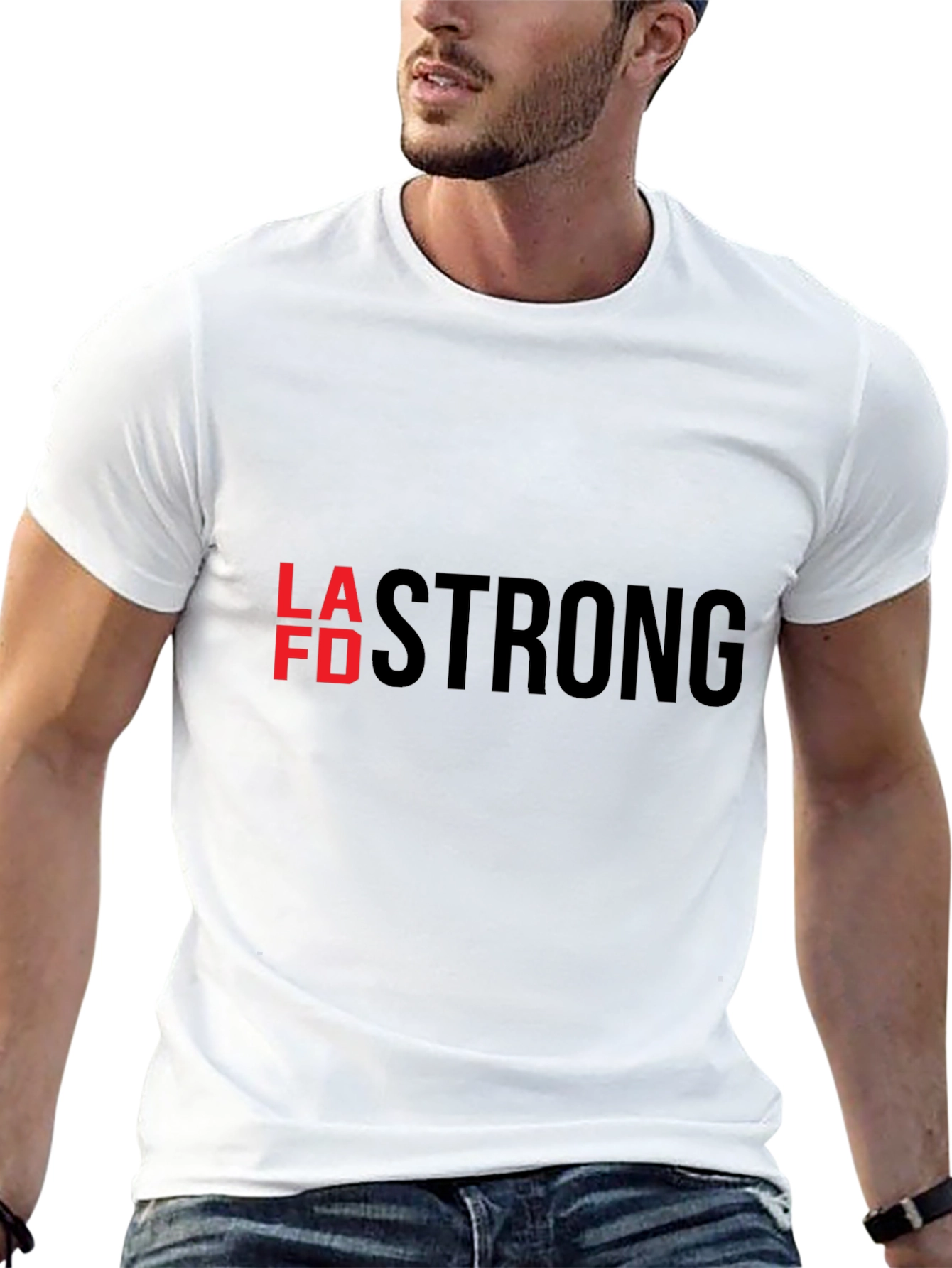 LAFD Strong Graphic Tee - Black Cotton T-Shirt