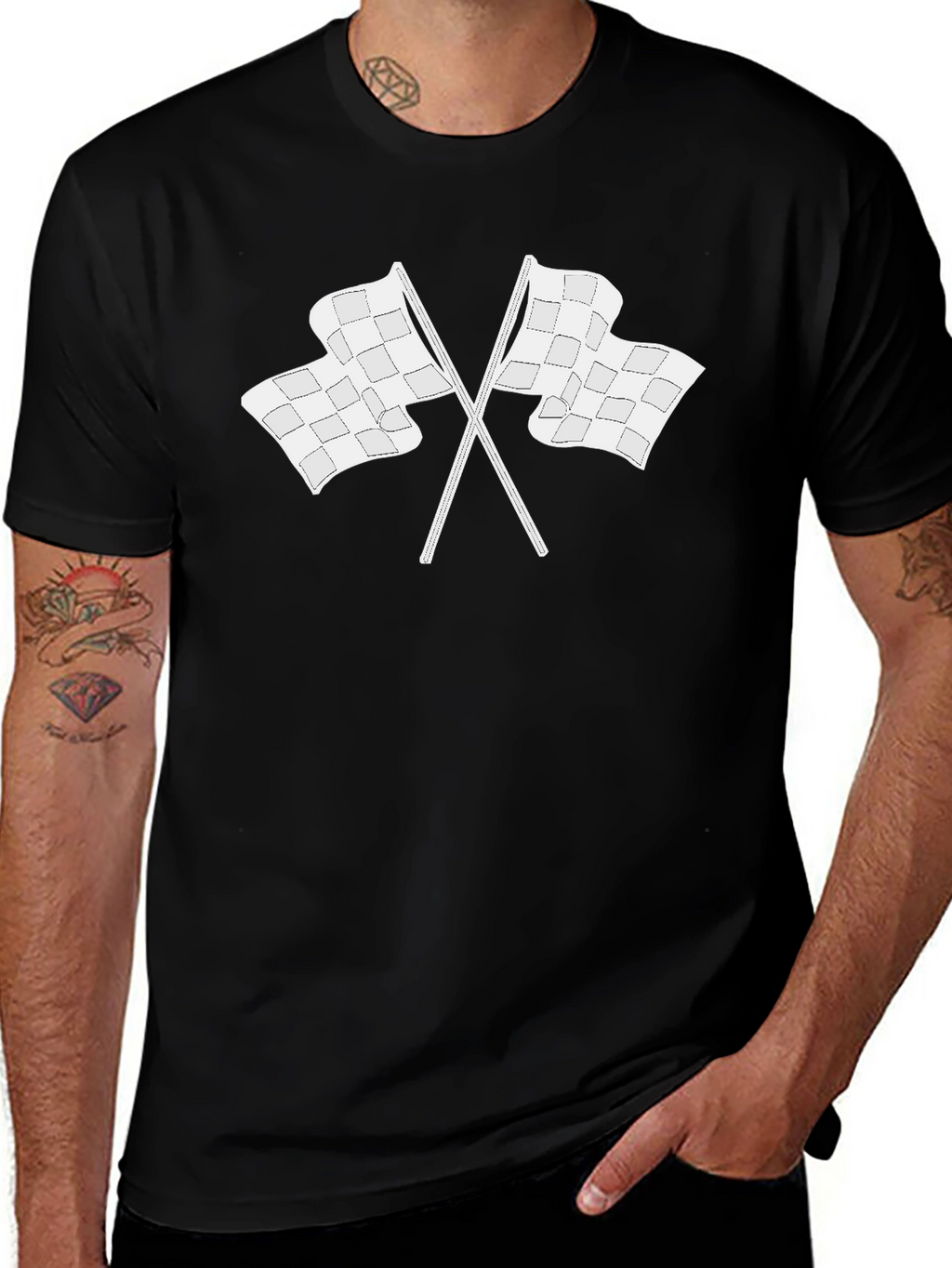 Checkered Flag Graphic T-Shirt - Racing Inspired