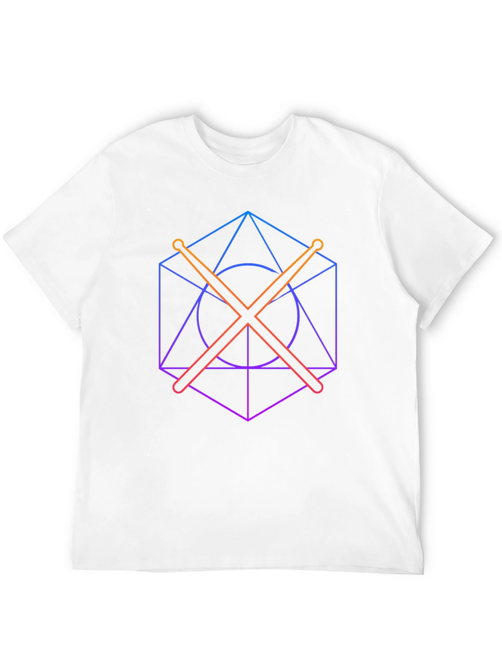 Geometric Drum Sticks Graphic Tee - Modern Musician Style