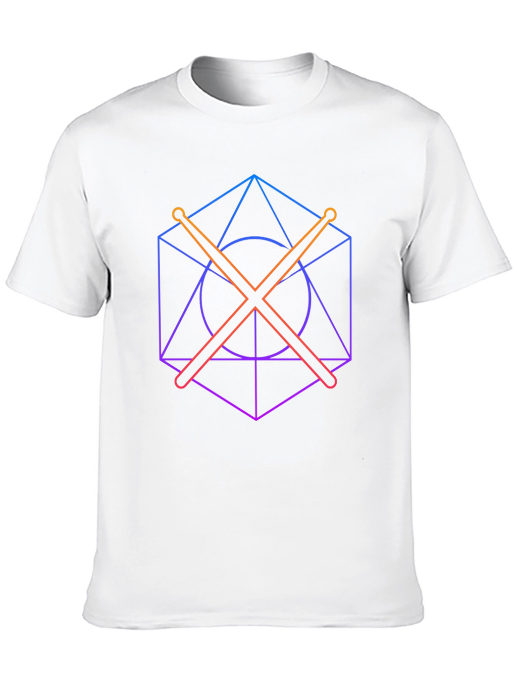 Geometric Drum Sticks Graphic Tee - Modern Musician Style